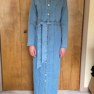 Fashion Nova Blue Denim Maxi Dress